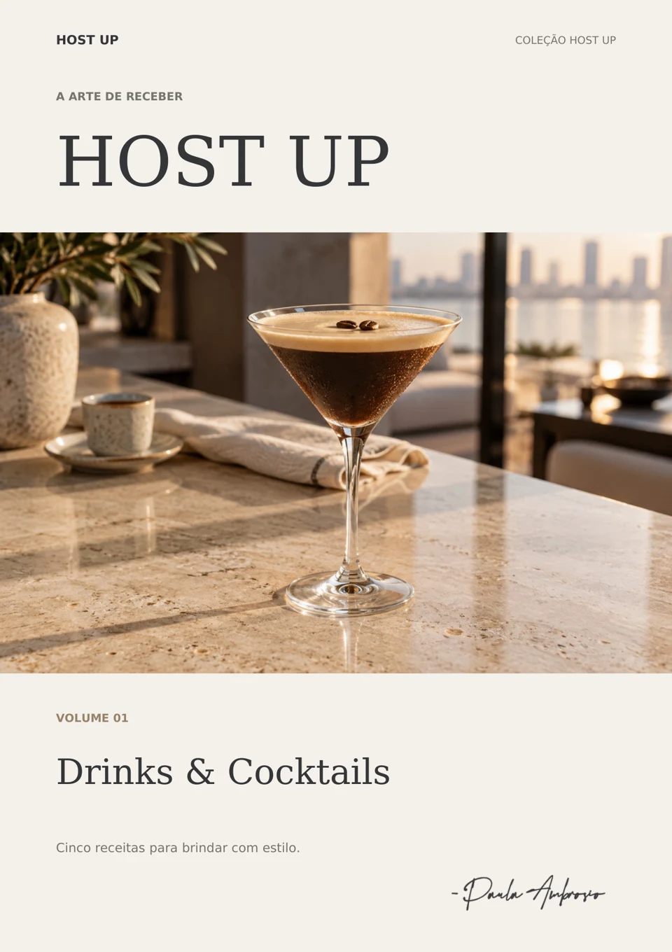 Capa do guia HOST UP Drinks & Cocktails, por Paula Ambrosio